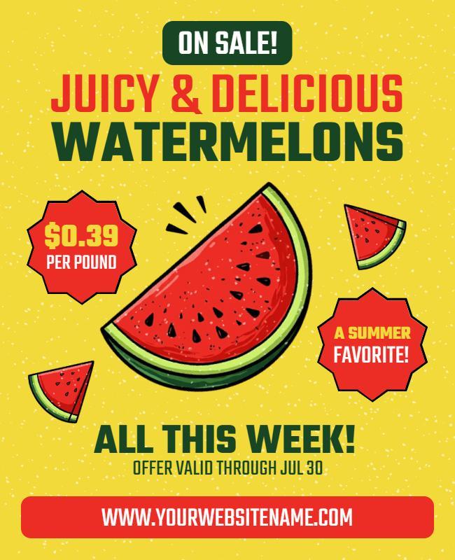 Fresh Watermelon Weekly Sale Poster Template