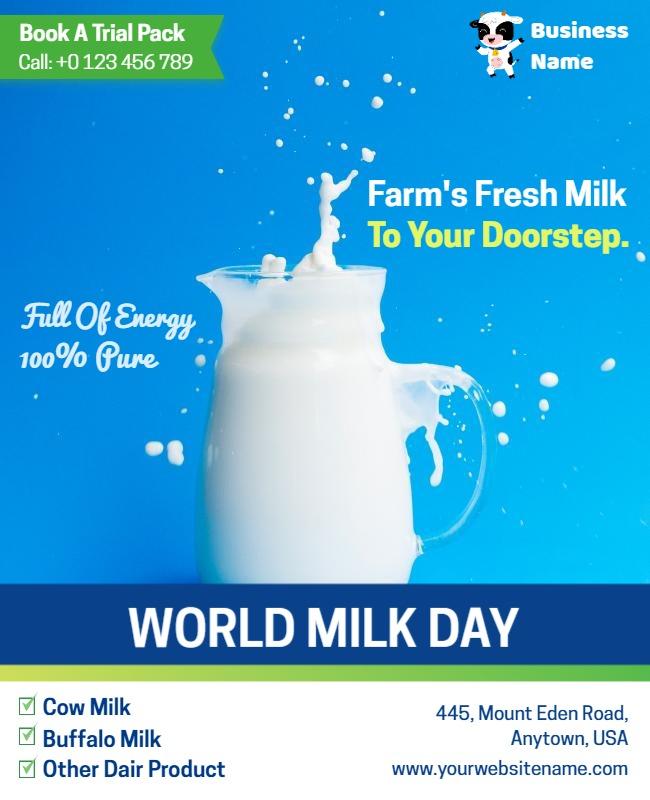 Fresh White Milk Delivery Service for World Milk Day Poster Template