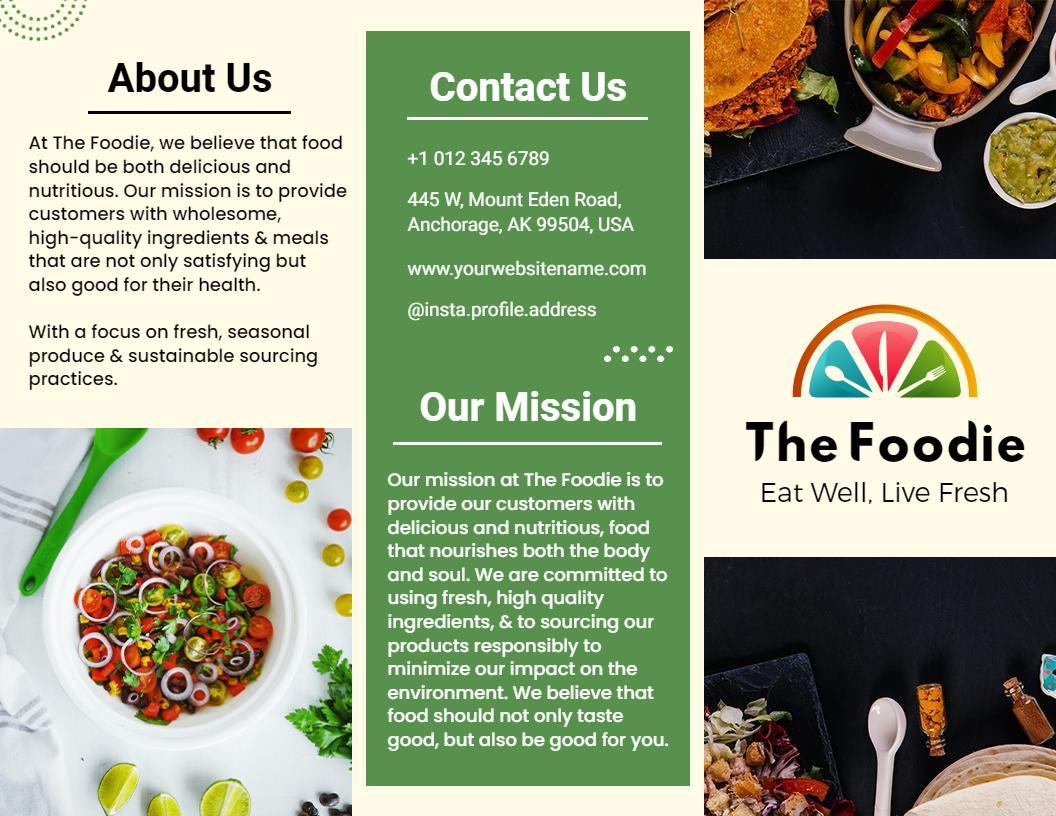 Fresh Wholesome Food and Nutrition Sustainability Brochure Template