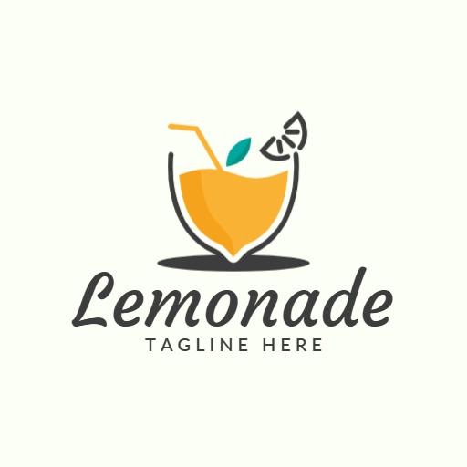 Fresh Yellow Lemon Slice in a Glass Beverage Logo Template