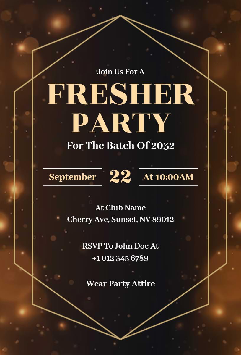 Fresher Celebration Party for Batch of 2032 Invitation Template