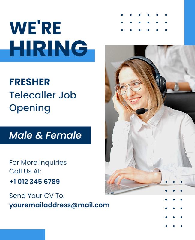 Fresher Telecaller Job Opening Flyer Template