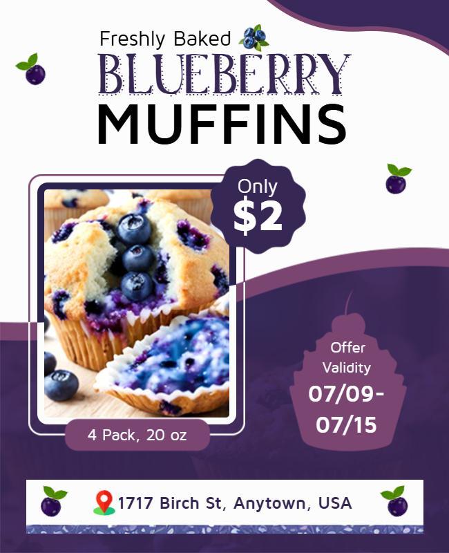 Freshly Baked Blueberry Muffins Promotion Flyer Template