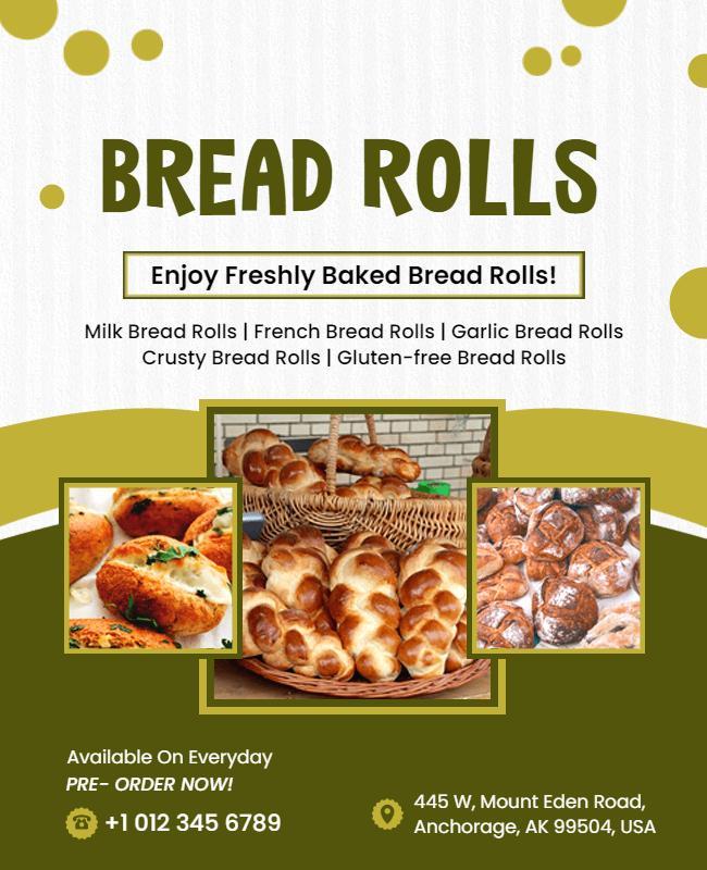 Freshly Baked Bread Rolls Promotion Flyer Template