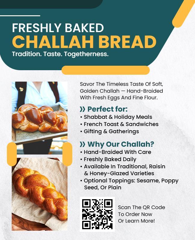 Freshly Baked Challah Bread Promotion Flyer Template