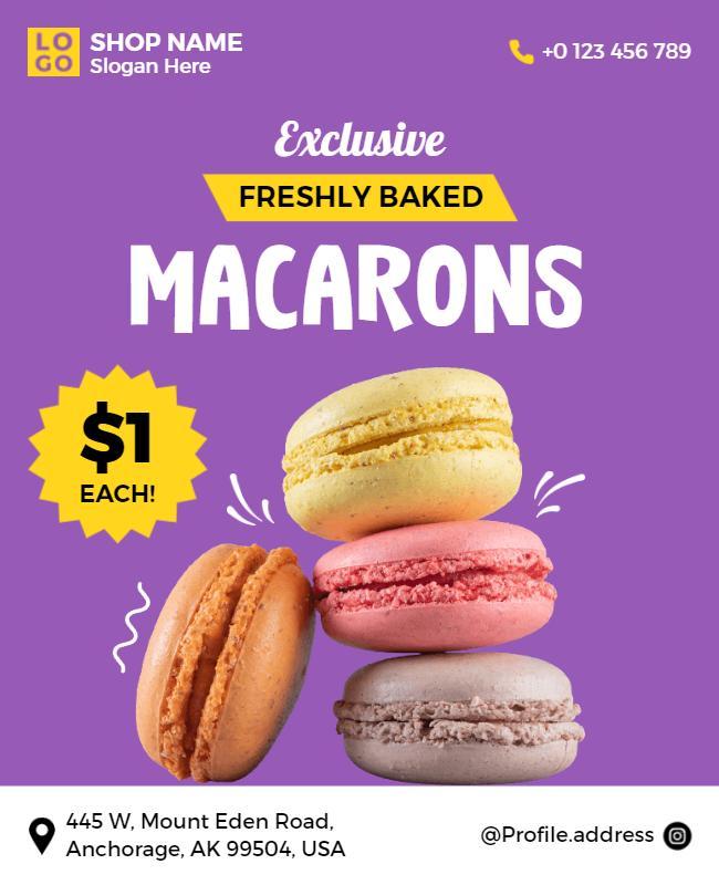 Freshly Baked Colorful Macarons Promotion Flyer Template