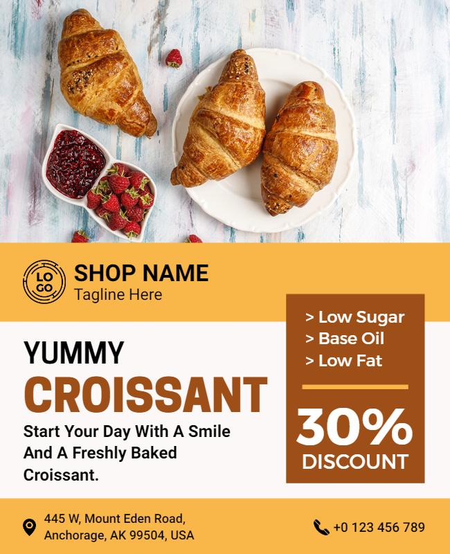 Freshly Baked Croissant Promotion Flyer Template