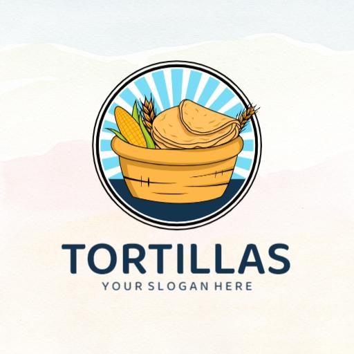 Freshly Baked Tortillas with Corn and Wheat Basket Logo Template