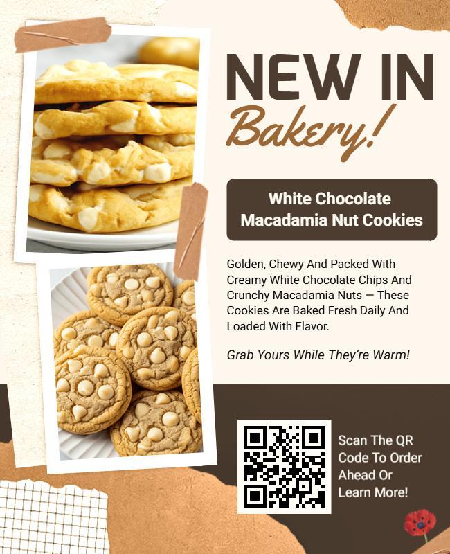 Freshly Baked White Chocolate Macadamia Nut Cookies Flyer Template