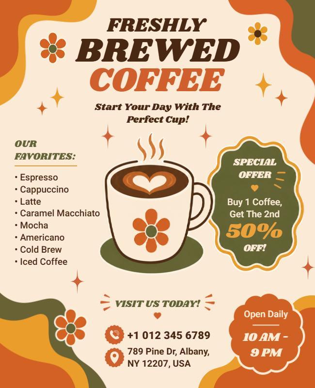 Freshly Brewed Coffee Promotion Flyer Template