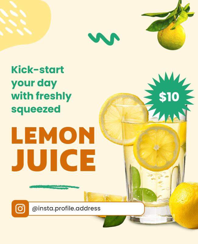 Freshly Squeezed Lemon Juice Promotion Flyer Template