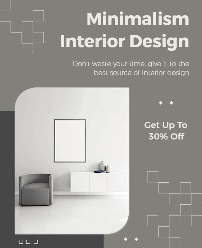 Friar Gray Minimalism Interior Design Flyer Template