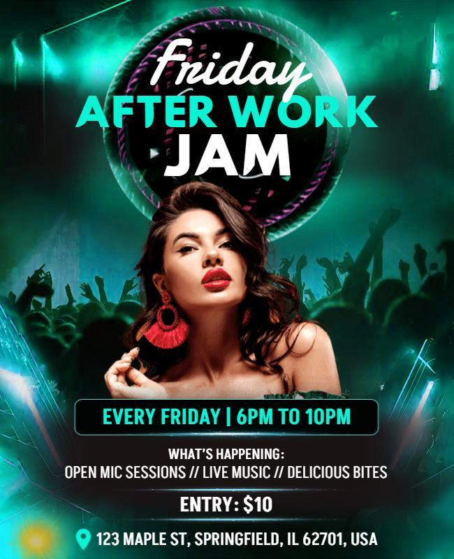 Friday After Work Music Jam Flyer Template