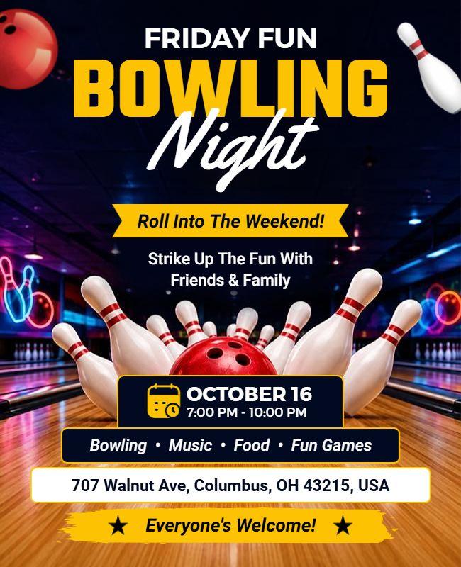 Friday Fun Bowling Night Event Flyer Template