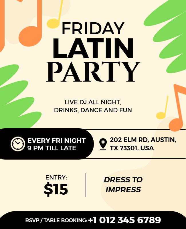 Friday Latin Party Celebration Flyer Template