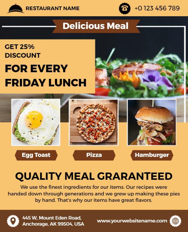 Friday Lunch Discount Restaurant Flyer Template