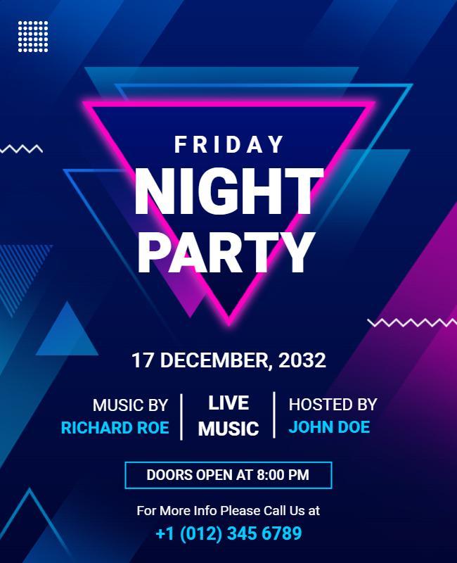 Friday Night Live Music Party Flyer Template