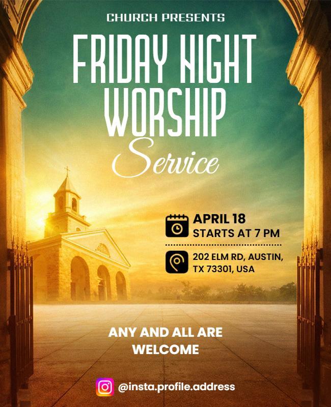 Friday Night Worship Service Flyer Template