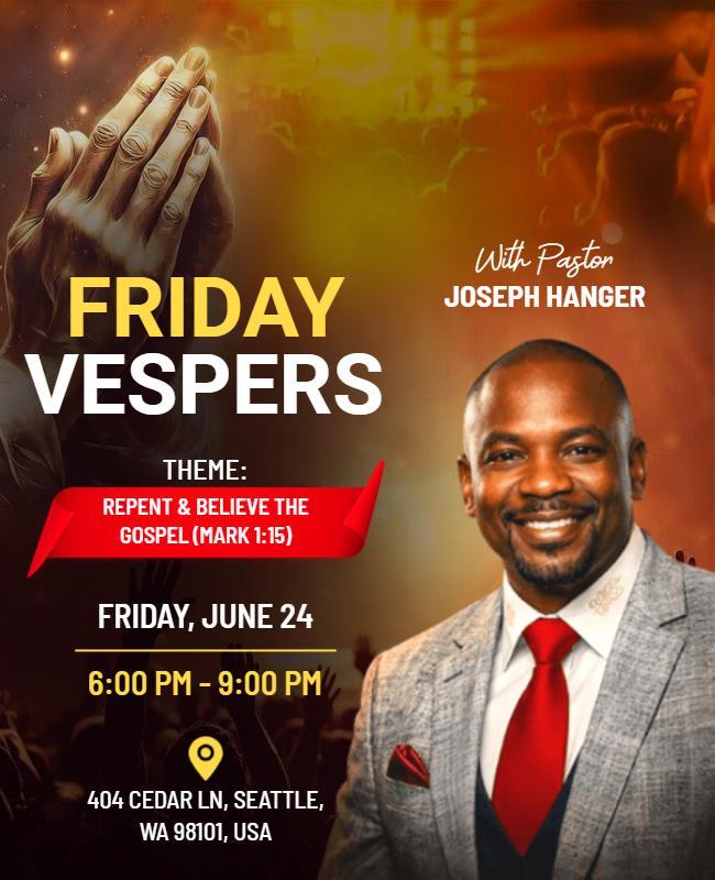 Friday Vespers Church Event Flyer Template