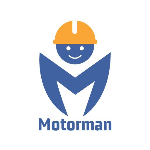 Friendly Blue and Yellow Minimalist Construction Worker Logo Template