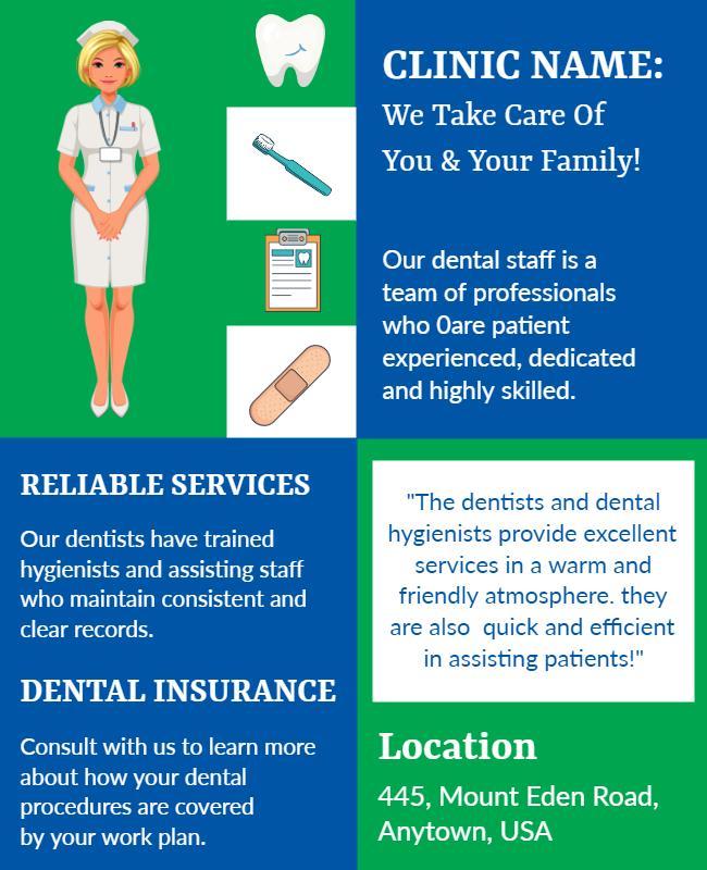 Friendly Blue Dental Care Clinic Services Poster Template