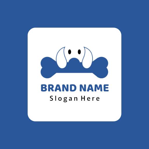 Friendly Blue Dog Theme with Playful Bone Icon Logo Template