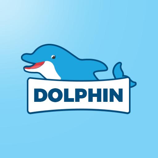 Friendly Blue Dolphin Splashing in the Ocean Logo Template