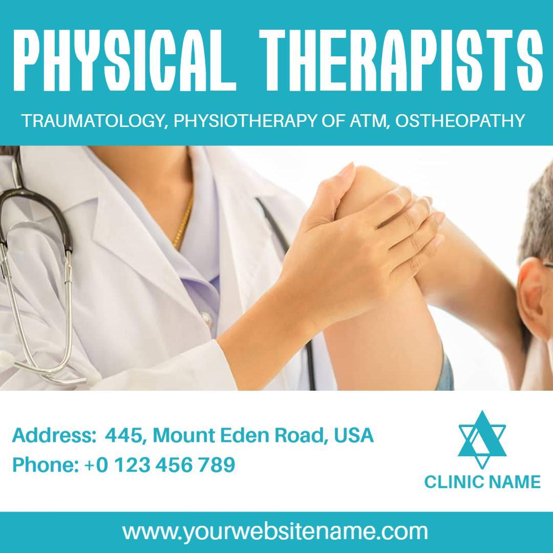 Friendly Blue Physical Therapy Services for Doctor Consultation Ad Template