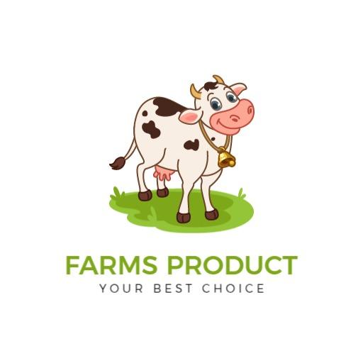 Friendly Cartoon Cow Symbolizing Fresh Farm Products Logo Template