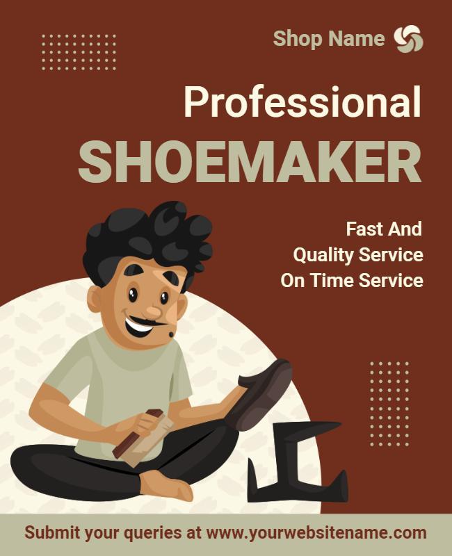 Friendly Cartoon Shoe Repair Service Poster Template