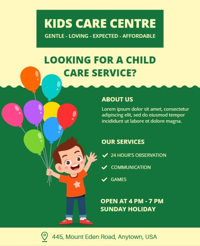 Friendly Child Care Center Promotional Flyer Template