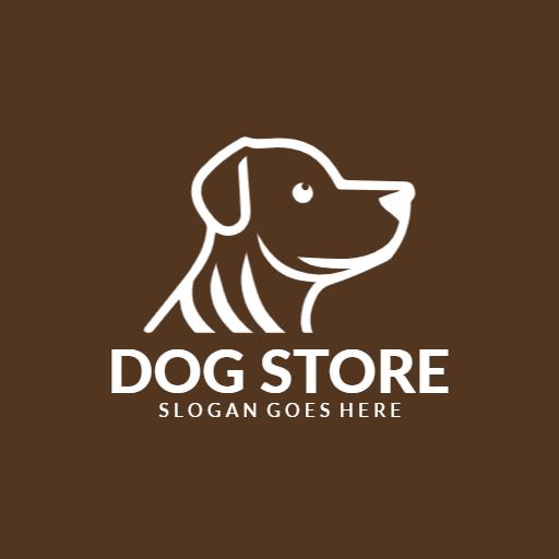 Friendly Dog Silhouette on a Brown Background Logo Template