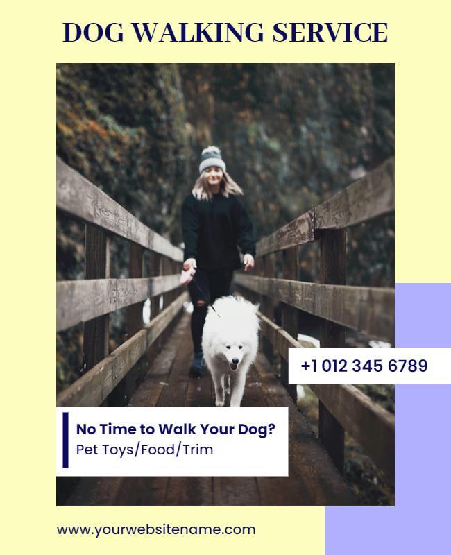 Friendly Dog Walking Service on Scenic Bridge Poster Template
