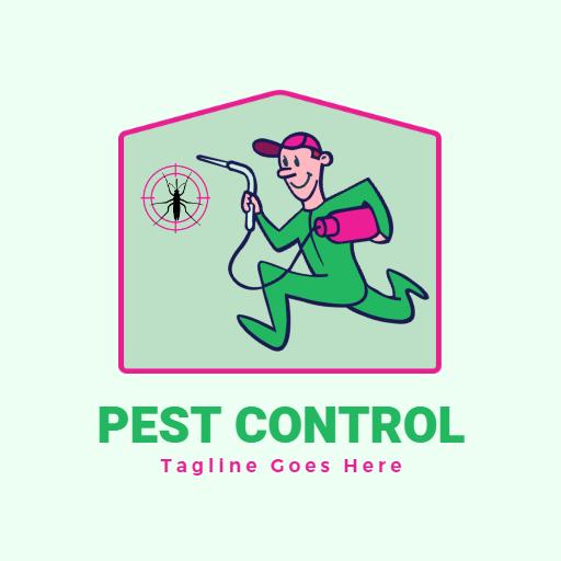 Friendly Exterminator in Action Ensuring Effective Pest Control Logo Template