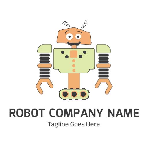 Friendly Green and Orange Robot Design for Tech Innovation Logo Template