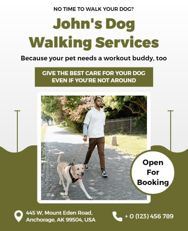 Friendly Green Dog Walking Services Advertisement Poster Template