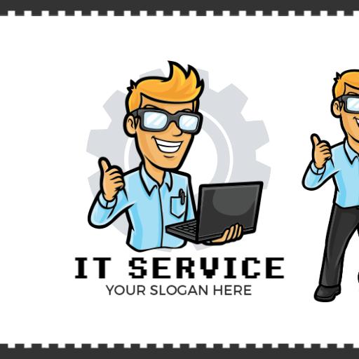Friendly IT Technician Offering Expert IT Service Solutions Logo Template