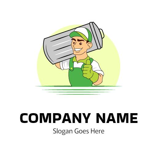 Friendly Junk Removal Service Featuring a Strong Worker Logo Template