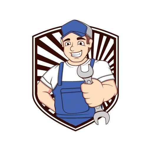 Friendly Mechanic Character Design Holding a Wrench Logo Template