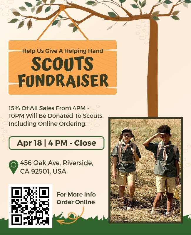Friendly Nature-Themed Scouts Fundraiser Event Poster Template