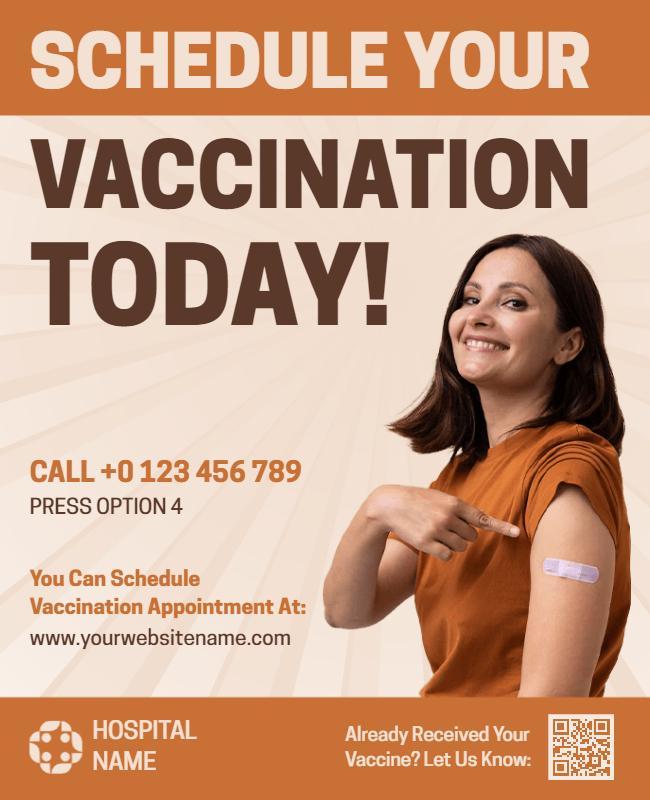 Friendly Orange Vaccination Appointment Reminder Poster Template