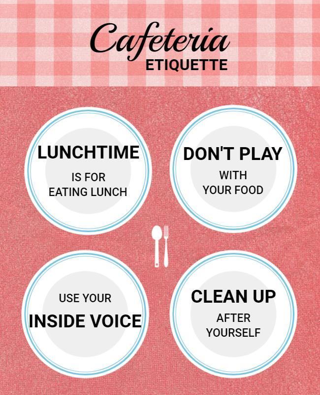 Friendly Pink Cafeteria Etiquette Instructions Poster Template