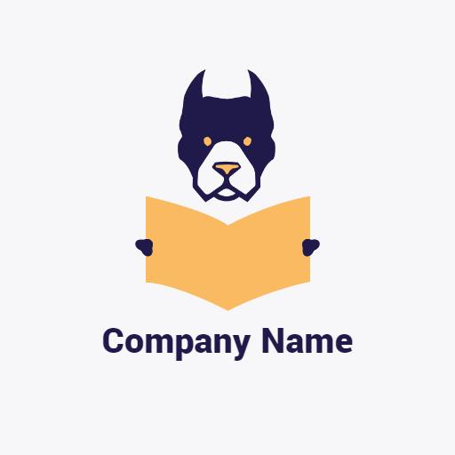 Friendly Pitbull Holding an Open Book Logo Template