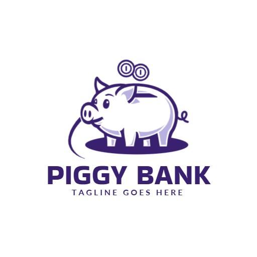 Friendly Purple Piggy Bank Design for Savings Logo Template