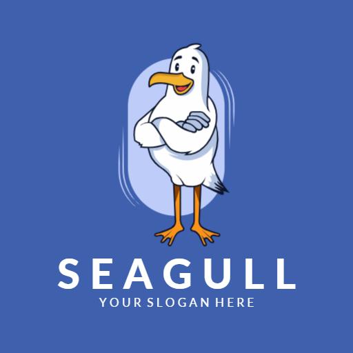 Friendly Seagull Character Representing Birds Logo Template