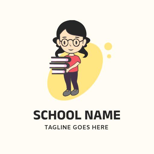 Friendly Student Holding Books in School Learning Logo Template