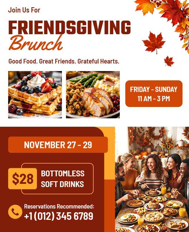 Friendsgiving Brunch Celebration Flyer Template