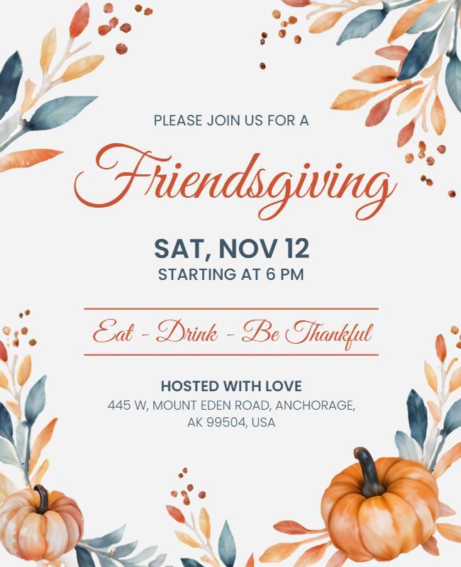 Rustic Autumn Friendsgiving Celebration Invitation Flyer Template