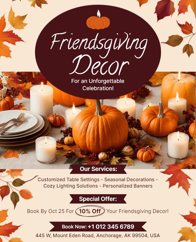 Friendsgiving Decor Celebration Services Flyer Template