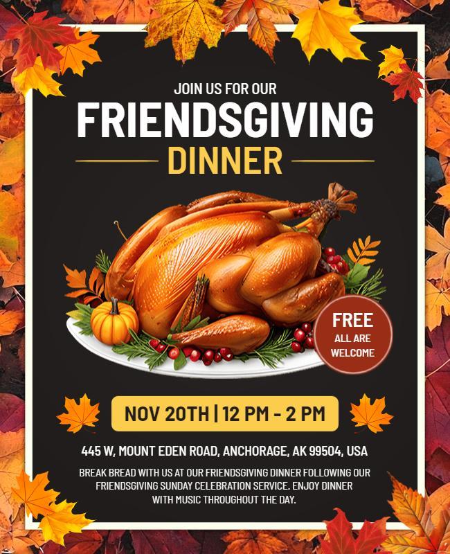 Friendsgiving Dinner Event Invitation Flyer Template